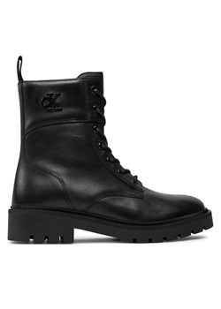 Trapery Calvin Klein Jeans Combat Boot Mid Zip Lth In Calf YW0YW01550 Czarny ze sklepu eobuwie.pl w kategorii Botki - zdjęcie 182079657