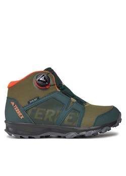 Trekkingi adidas Terrex Boa Mid Rain.Rdy IF7509 Zielony ze sklepu eobuwie.pl w kategorii Buty trekkingowe dziecięce - zdjęcie 182079719