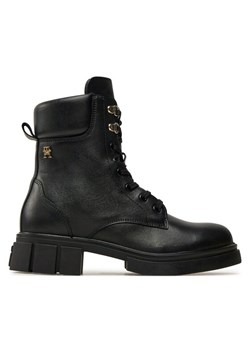 Trapery Tommy Hilfiger Lace-Up Biker Leather FW0FW08167 Czarny ze sklepu eobuwie.pl w kategorii Botki - zdjęcie 182083087