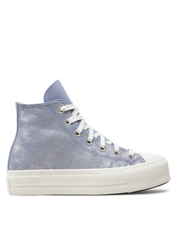 Trampki Converse Chuck Taylor All Star Lift Platform Suede Shimmer Hi A11549C Fioletowy ze sklepu eobuwie.pl w kategorii Trampki damskie - zdjęcie 182084048