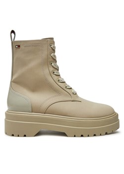 Trapery Tommy Hilfiger Flag Ventile Lace Up Boot FW0FW08287 Beżowy ze sklepu eobuwie.pl w kategorii Workery damskie - zdjęcie 182084557