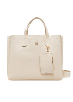 Torebka Tommy Hilfiger Th Distinct Satchel Mono AW0AW17174 Beżowy ze sklepu eobuwie.pl w kategorii Torebki damskie - zdjęcie 182087878