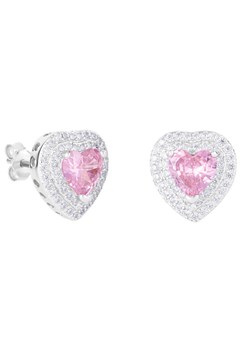 Kolczyki ICED STUFF Love Heart Pink Białe złoto ze sklepu eobuwie.pl w kategorii Kolczyki - zdjęcie 182091996