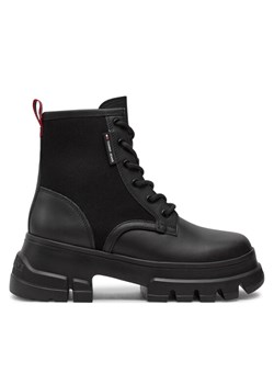 Trapery Tommy Jeans Tjw Chunky Lace Up Boot Mix Mat EN0EN02554 Czarny ze sklepu eobuwie.pl w kategorii Botki - zdjęcie 182092785