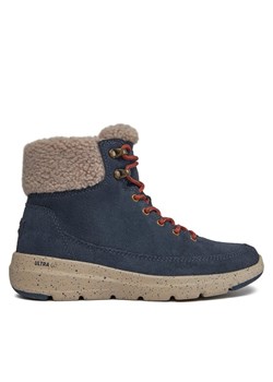 Trapery Skechers Glacial Ultra Woodsy 144175/NVY Niebieski ze sklepu eobuwie.pl w kategorii Workery damskie - zdjęcie 182093759