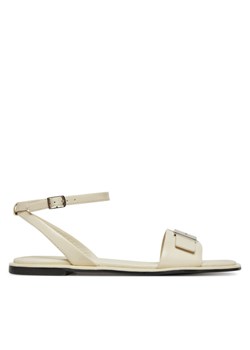 Sandały Calvin Klein Flat Sandal W/Ck Hw - Lth HW0HW02367 Écru - id: 0000304828508 - marki Calvin Klein - 182097918 Sandały Calvin Klein Flat Sandal W/Ck Hw - Lth HW0HW02367 Écru ze sklepu eobuwie.pl w kategorii Sandały damskie - zdjęcie 182097918