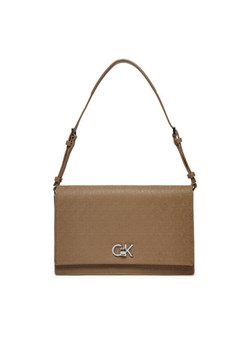 Torebka Calvin Klein Ck Elongated Shoulder Bag_Mono K60K613139 Beżowy ze sklepu eobuwie.pl w kategorii Torebki damskie - zdjęcie 182099605