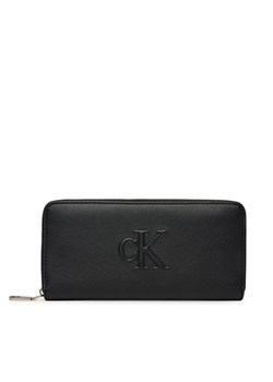 Duży Portfel Damski Calvin Klein Jeans Sculpted Zip Around LV04K1005G Czarny ze sklepu eobuwie.pl w kategorii Portfele damskie - zdjęcie 182100836
