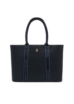 Torebka Tommy Hilfiger Th Logotape Tote AW0AW17198 Granatowy ze sklepu eobuwie.pl w kategorii Torebki damskie - zdjęcie 182101336