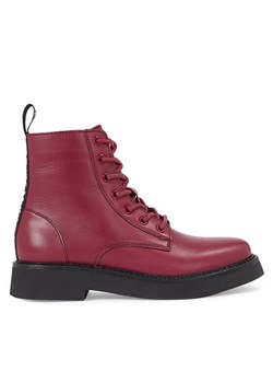 Botki Tommy Jeans Tjw Lace Up Flat EN0EN02310 Bordowy ze sklepu eobuwie.pl w kategorii Workery damskie - zdjęcie 182101747