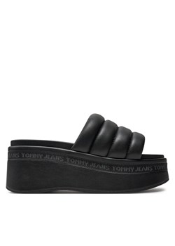 Klapki Tommy Jeans Tjw Wedge Sandal EN0EN02455 Czarny ze sklepu eobuwie.pl w kategorii Klapki damskie - zdjęcie 182102556