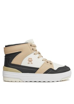 Sneakersy Tommy Hilfiger Th Basket Sneaker Hi FW0FW07757 Beżowy ze sklepu eobuwie.pl w kategorii Buty sportowe damskie - zdjęcie 182102637