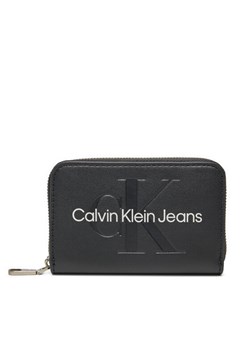 Mały Portfel Damski Calvin Klein Jeans Zip Around Mono K60K612255 Czarny ze sklepu eobuwie.pl w kategorii Portfele damskie - zdjęcie 182103106