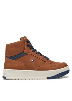 Sneakersy Tommy Hilfiger Mid Cutlace-Up Sneaker T3X9-33641-1351 S Brązowy ze sklepu eobuwie.pl w kategorii Buty sportowe dziecięce - zdjęcie 182103615