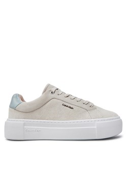 Sneakersy Calvin Klein Flatform Cup Lace Up W/Ml HW0HW02282 Beżowy ze sklepu eobuwie.pl w kategorii Buty sportowe damskie - zdjęcie 182105597