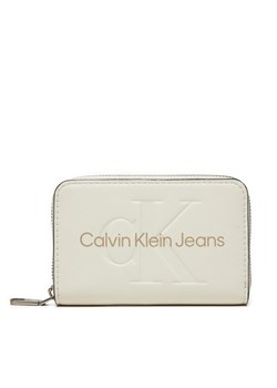 Mały Portfel Damski Calvin Klein Jeans Zip Around Mono K60K612255 Biały ze sklepu eobuwie.pl w kategorii Portfele damskie - zdjęcie 182105836
