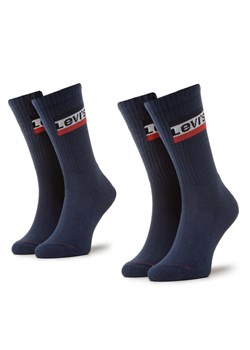 Zestaw 2 par wysokich skarpet męskich Levi's® 902012-001 Granatowy ze sklepu eobuwie.pl w kategorii Skarpetki męskie - zdjęcie 182107836