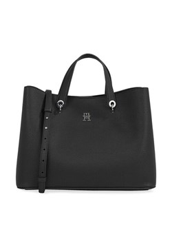 Torebka Tommy Hilfiger Th Emblem Satchel AW0AW15177 Czarny ze sklepu eobuwie.pl w kategorii Torby Shopper bag - zdjęcie 182108025
