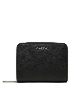 Mały Portfel Damski Calvin Klein Ck Must Md Zip Around_Caviar K60K612831 Czarny ze sklepu eobuwie.pl w kategorii Portfele damskie - zdjęcie 182109638