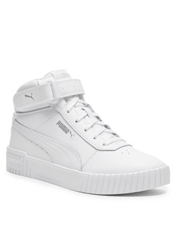 Sneakersy Puma Carina Mid Jr 38737602 Biały ze sklepu eobuwie.pl w kategorii Buty sportowe dziecięce - zdjęcie 182110829