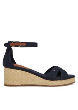 Sandały Tommy Hilfiger Flag Criss-Cros Mid Wedge Espad FW0FW08481 Granatowy ze sklepu eobuwie.pl w kategorii Sandały damskie - zdjęcie 182112156