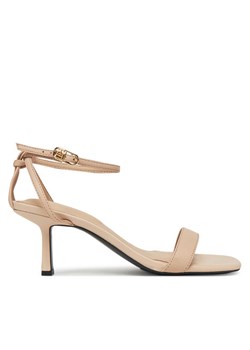Sandały Tommy Hilfiger Leather Knots Kitten Sandal FW0FW08424 Beżowy ze sklepu eobuwie.pl w kategorii Sandały damskie - zdjęcie 182113696