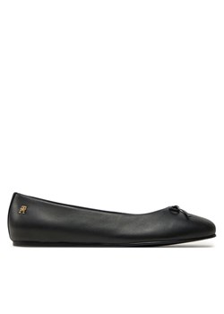 Baleriny Tommy Hilfiger Ballerina Leather Flat Bow FW0FW08359 Czarny ze sklepu eobuwie.pl w kategorii Balerinki - zdjęcie 182113906