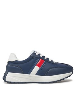 Sneakersy Tommy Hilfiger Flag Low Cut Lace-Up Sneaker T3X9-33877-1695 M Granatowy ze sklepu eobuwie.pl w kategorii Buty sportowe dziecięce - zdjęcie 182116726