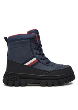 Trapery Tommy Hilfiger Stripes Fur Boot T3X5-33713-1487 S Granatowy ze sklepu eobuwie.pl w kategorii Buty zimowe dziecięce - zdjęcie 182117766