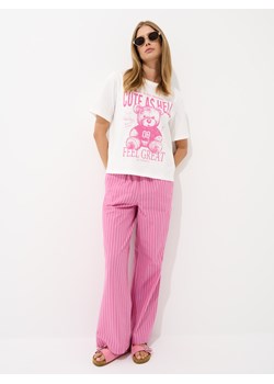 Mohito - Bawełniany t-shirt z nadrukiem - biały ze sklepu Mohito w kategorii Bluzki damskie - zdjęcie 182591957