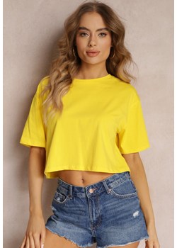 Żółty T-shirt o Fasonie Cropped Oversize Brighta ze sklepu renee.pl w kategorii Bluzki damskie - zdjęcie 182592748