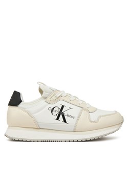 Calvin Klein Jeans Sneakersy Runner Sock Laceup Ml Lth YW0YW01616 Biały ze sklepu MODIVO w kategorii Buty sportowe damskie - zdjęcie 182593955