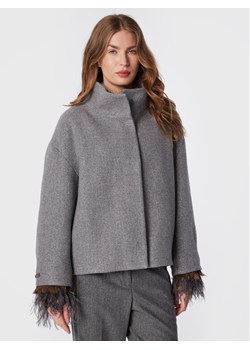Peserico Płaszcz wełniany E21360D00A Szary Regular Fit ze sklepu MODIVO w kategorii Płaszcze damskie - zdjęcie 182594119