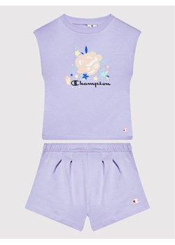 Champion Komplet t-shirt i szorty sportowe 404397 Fioletowy Custome Fit ze sklepu MODIVO w kategorii Komplety dziewczęce - zdjęcie 182594498