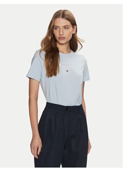 Tommy Hilfiger T-Shirt WW0WW43895 Błękitny Regular Fit ze sklepu MODIVO w kategorii Bluzki damskie - zdjęcie 182594499