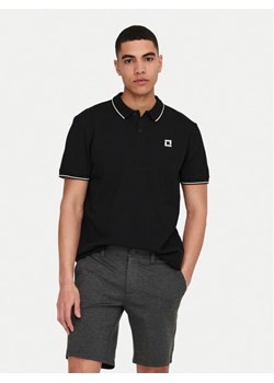 Only & Sons Polo Fletcher 22024827 Czarny Regular Fit ze sklepu MODIVO w kategorii T-shirty męskie - zdjęcie 182594675