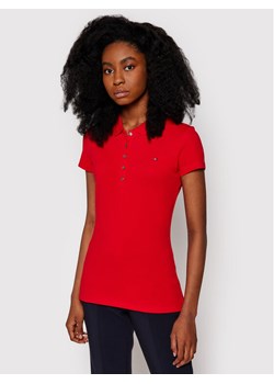 Tommy Hilfiger Polo New Chaira 1M57636661 Czerwony Slim Fit ze sklepu MODIVO w kategorii Bluzki damskie - zdjęcie 182594695