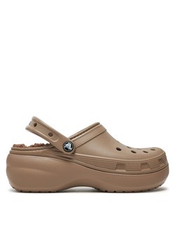 Crocs Klapki Classic Platform Lined Clog W 207938 Brązowy ze sklepu MODIVO w kategorii Klapki damskie - zdjęcie 182595237