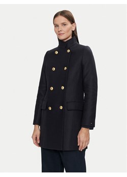 Tommy Hilfiger Płaszcz wełniany WW0WW42732 Granatowy Regular Fit - id: 0000304081057 - marki Tommy Hilfiger - 182595345 Tommy Hilfiger Płaszcz wełniany WW0WW42732 Granatowy Regular Fit ze sklepu MODIVO w kategorii Płaszcze damskie - zdjęcie 182595345