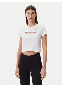 Puma T-Shirt Ess Cut-Out 631164 Biały Slim Fit ze sklepu MODIVO w kategorii Bluzki damskie - zdjęcie 182595497