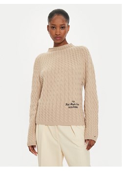 Tommy Hilfiger Sweter WW0WW42144 Beżowy Relaxed Fit ze sklepu MODIVO w kategorii Swetry damskie - zdjęcie 182595779
