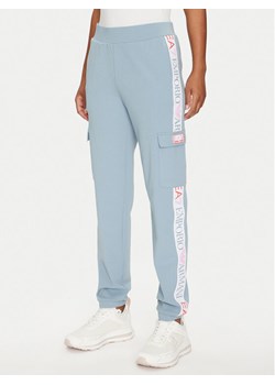 EA7 Emporio Armani Spodnie dresowe 3DTP64 TJKWZ 1533 Błękitny Regular Fit ze sklepu MODIVO w kategorii Spodnie damskie - zdjęcie 182597366