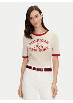 Tommy Hilfiger T-Shirt Varsity Ringer WW0WW42585 Beżowy Regular Fit ze sklepu MODIVO w kategorii Bluzki damskie - zdjęcie 182599116