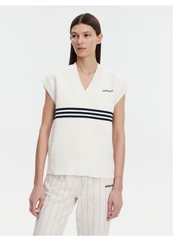 adidas Sweter 3-Stripes JJ3486 Biały Loose Fit ze sklepu MODIVO w kategorii Swetry damskie - zdjęcie 182599569