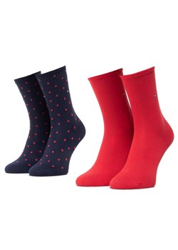 Tommy Hilfiger Zestaw 2 par wysokich skarpet damskich 100001493 Granatowy ze sklepu MODIVO w kategorii Skarpetki damskie - zdjęcie 182600039