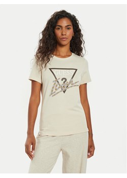 Guess T-Shirt W4BI20 I3Z14 Beżowy Regular Fit ze sklepu MODIVO w kategorii Bluzki damskie - zdjęcie 182601345