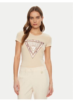 Guess T-Shirt W5RI22 J1314 Écru Regular Fit ze sklepu MODIVO w kategorii Bluzki damskie - zdjęcie 182601599