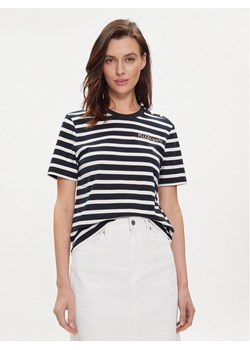 Tommy Hilfiger T-Shirt Gold Button WW0WW41211 Granatowy Regular Fit ze sklepu MODIVO w kategorii Bluzki damskie - zdjęcie 182602768
