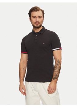 Tommy Hilfiger Polo Flag Cuff MW0MW37518 Czarny Slim Fit ze sklepu MODIVO w kategorii T-shirty męskie - zdjęcie 182604855