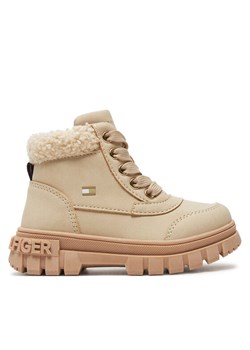 Tommy Hilfiger Trapery Lace-Up Bootie T1A5-33597-1628 M Beżowy ze sklepu MODIVO w kategorii Buty zimowe dziecięce - zdjęcie 182605439